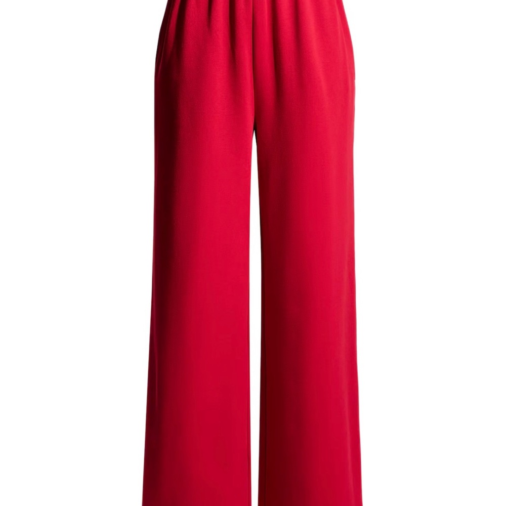 Elegant Red Women's Wide-Leg Pants